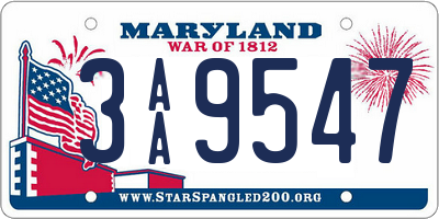 MD license plate 3AA9547