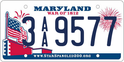 MD license plate 3AA9577