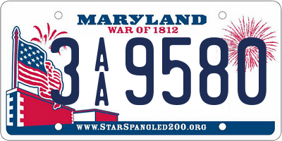 MD license plate 3AA9580