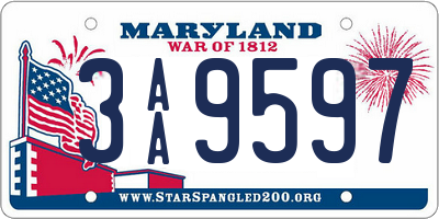 MD license plate 3AA9597