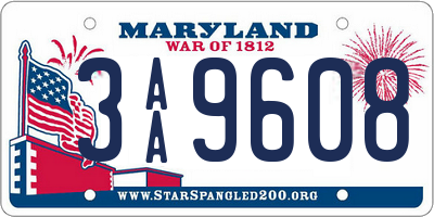 MD license plate 3AA9608