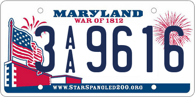 MD license plate 3AA9616