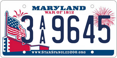 MD license plate 3AA9645