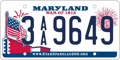 MD license plate 3AA9649