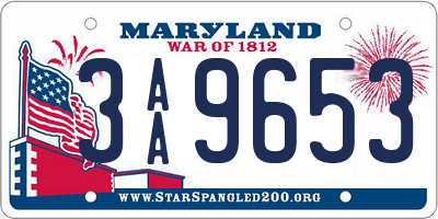 MD license plate 3AA9653