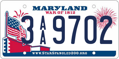 MD license plate 3AA9702