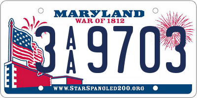 MD license plate 3AA9703