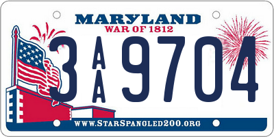 MD license plate 3AA9704