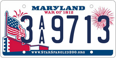 MD license plate 3AA9713