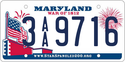 MD license plate 3AA9716