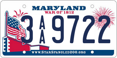 MD license plate 3AA9722