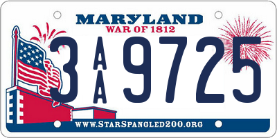 MD license plate 3AA9725