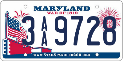 MD license plate 3AA9728