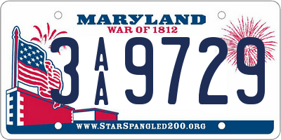 MD license plate 3AA9729