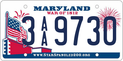 MD license plate 3AA9730