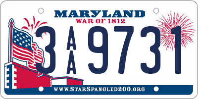 MD license plate 3AA9731