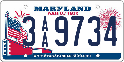 MD license plate 3AA9734