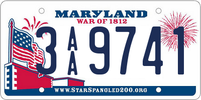 MD license plate 3AA9741