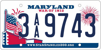 MD license plate 3AA9743