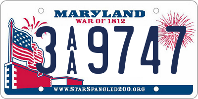 MD license plate 3AA9747