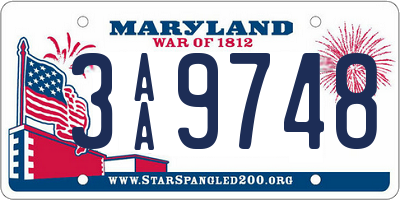 MD license plate 3AA9748