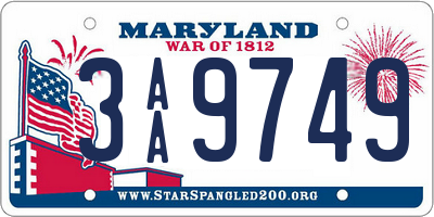 MD license plate 3AA9749