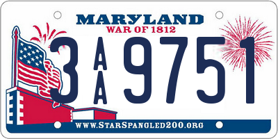 MD license plate 3AA9751