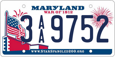 MD license plate 3AA9752