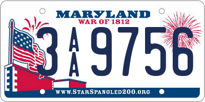 MD license plate 3AA9756