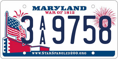 MD license plate 3AA9758