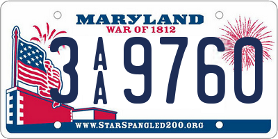 MD license plate 3AA9760