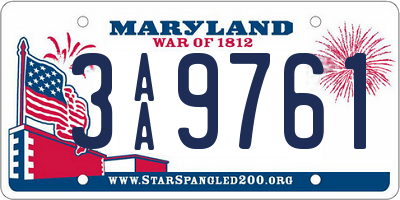 MD license plate 3AA9761