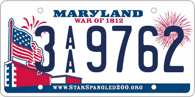 MD license plate 3AA9762