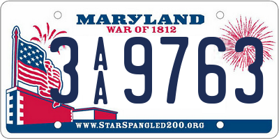 MD license plate 3AA9763