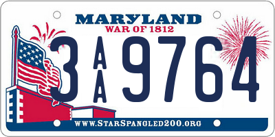 MD license plate 3AA9764