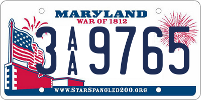 MD license plate 3AA9765