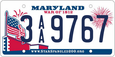 MD license plate 3AA9767