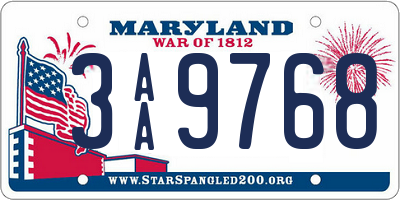 MD license plate 3AA9768