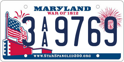 MD license plate 3AA9769