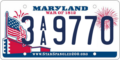 MD license plate 3AA9770