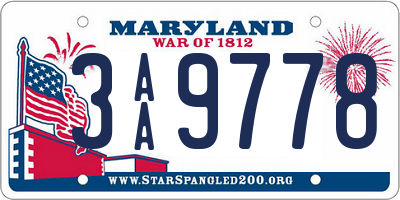 MD license plate 3AA9778