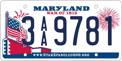 MD license plate 3AA9781