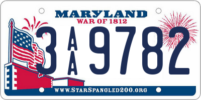 MD license plate 3AA9782