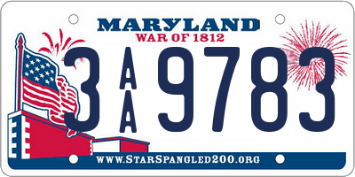 MD license plate 3AA9783