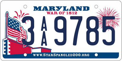 MD license plate 3AA9785