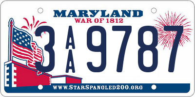 MD license plate 3AA9787