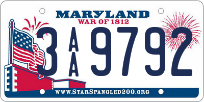 MD license plate 3AA9792