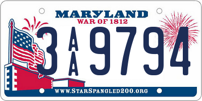 MD license plate 3AA9794