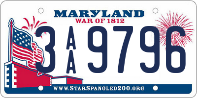 MD license plate 3AA9796