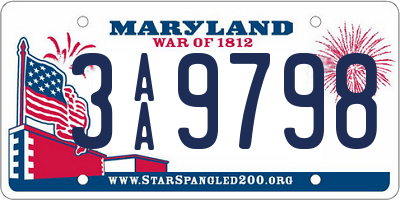 MD license plate 3AA9798